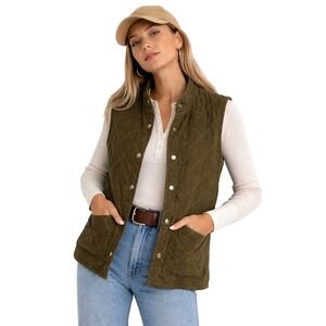 UTILITY CANVAS Quilted Workwear Vest Olive Chore Coat Vest Heritage S